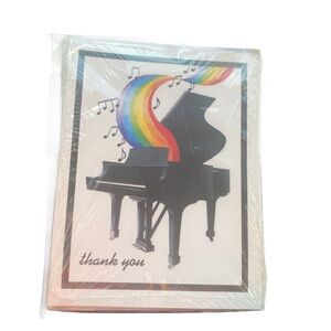 Music Village Rainbow Piano Thank You Cards Brand New Sealed